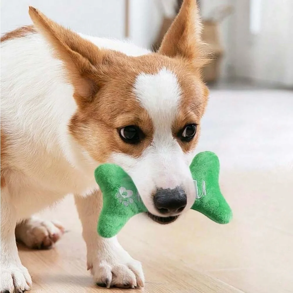 Green Naughty Dog Bone Toy - Picture 3 of 3